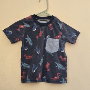 Sovereign Code Kids 4 Navy Tee with Red Dino & Blue Shark Pocket